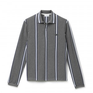 Polo Lacoste gris de rayas